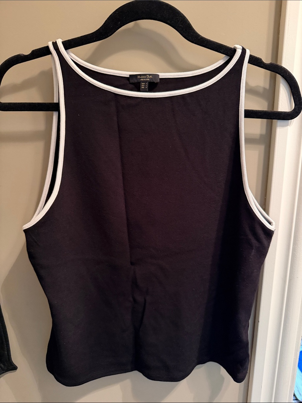 Massimo Dutti Black Tank with White Piping